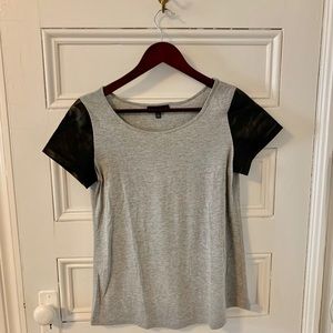 T shirt with pleather sleeves